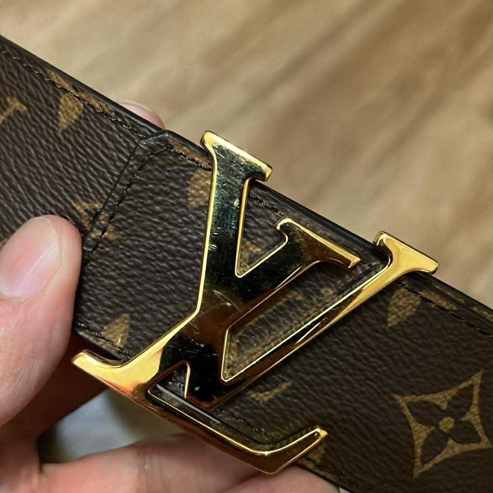 Louis Vuitton Monogram Belt with Gold LV Buckle